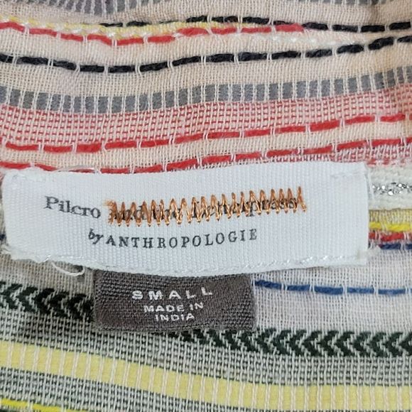 Anthropology Pilcro Augusta Women's Rainbow Striped Oversized Boho Tunic Size S - Picture 3 of 12
